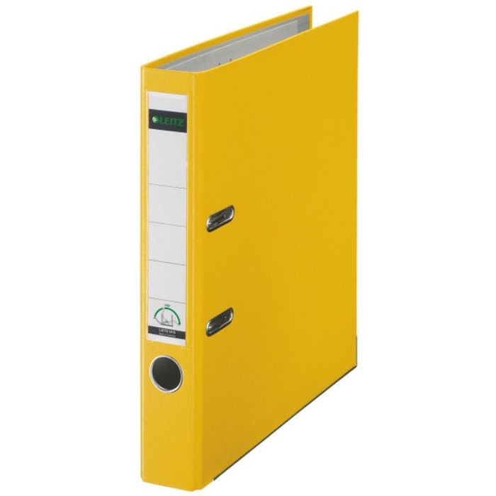 Biblioraft A4, plastifiat PP/paper, margine metalica 52 mm, LEITZ 180 - galben