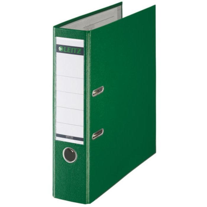 Biblioraft A4, plastifiat PP/paper, margine metalica 80 mm, LEITZ 180 - verde