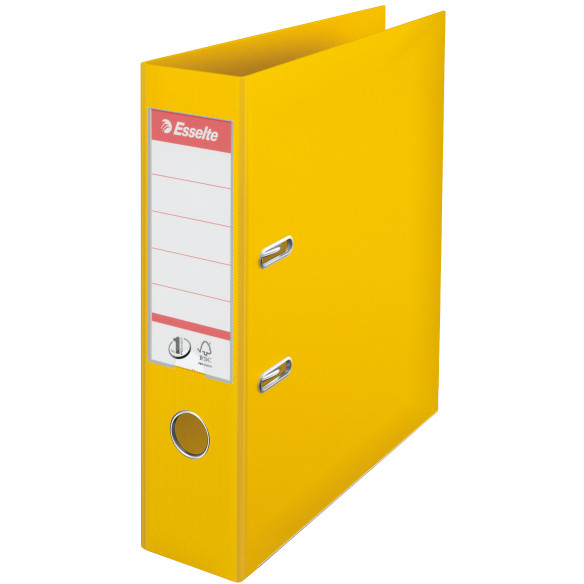 Biblioraft A4, plastifiat PP/PP, margine metalica, 75 mm, ESSELTE No. 1 Power - galben