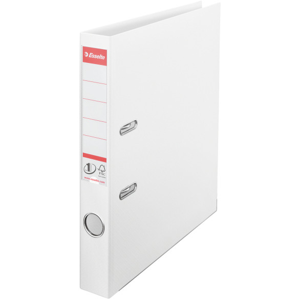 Biblioraft A4, plastifiat PP/PP, margine metalica, 50 mm, ESSELTE No. 1 Power - alb vivida