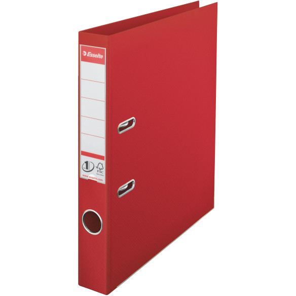 Biblioraft A4, plastifiat PP/PP, margine metalica, 50 mm, ESSELTE No. 1 Power - rosu