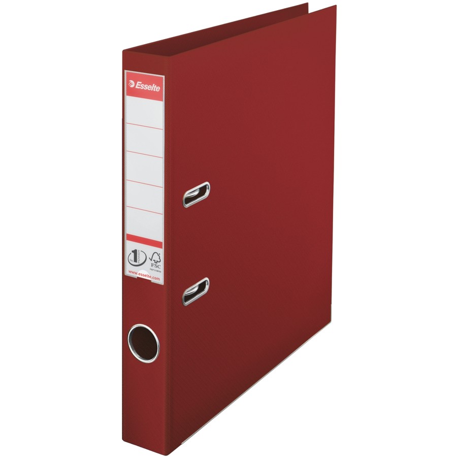 Biblioraft A4, plastifiat PP/PP, margine metalica, 50 mm, ESSELTE No. 1 Power - visiniu