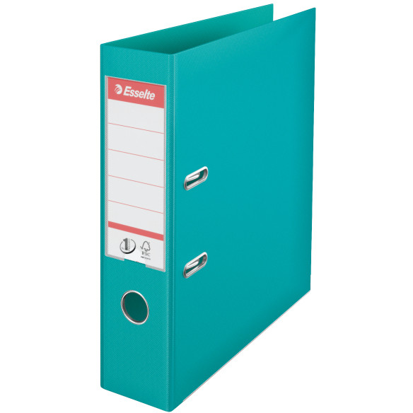 Biblioraft A4, plastifiat PP/PP, margine metalica, 75 mm, ESSELTE No. 1 Power - turcoaz