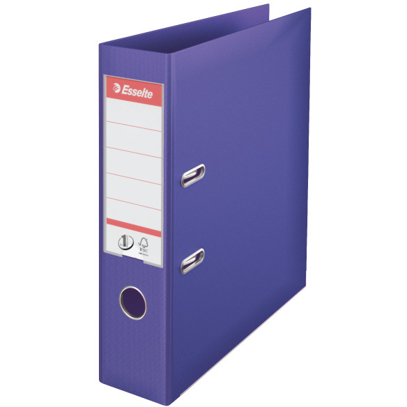 Biblioraft A4, plastifiat PP/PP, margine metalica, 75 mm, ESSELTE No. 1 Power - mov