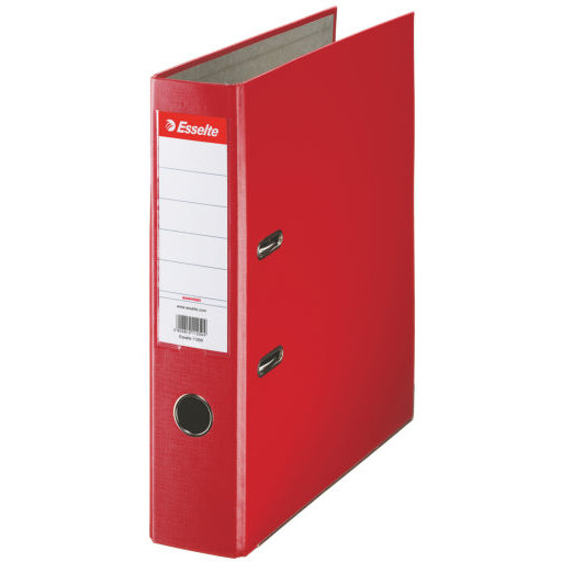 Biblioraft A4, plastifiat PP, margine metalica, 75 mm, ESSELTE Economy - rosu
