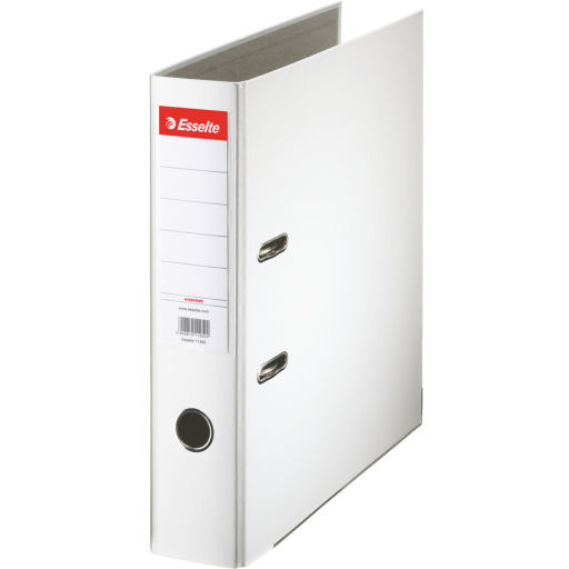 Biblioraft A4, plastifiat PP, margine metalica, 75 mm, ESSELTE Economy - alb