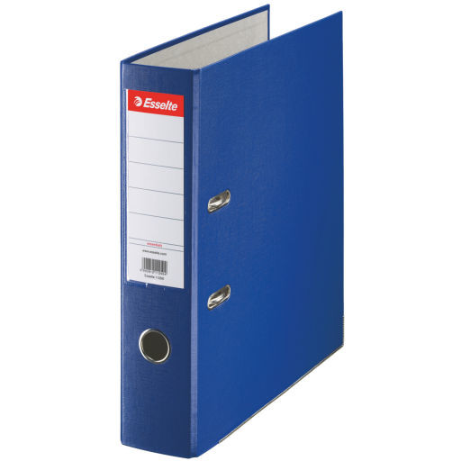 Biblioraft A4, plastifiat PP, margine metalica, 75 mm, ESSELTE Economy - albastru