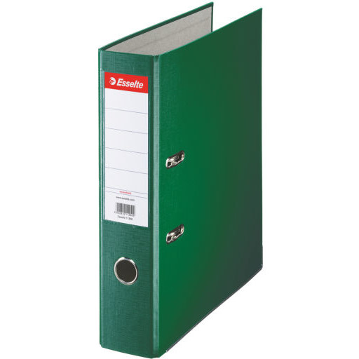 Biblioraft A4, plastifiat PP, margine metalica, 75 mm, ESSELTE Economy - verde