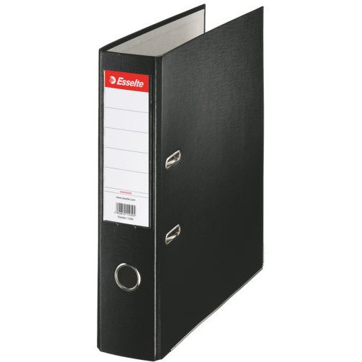 Biblioraft A4, plastifiat PP, margine metalica, 75 mm, ESSELTE Economy - negru