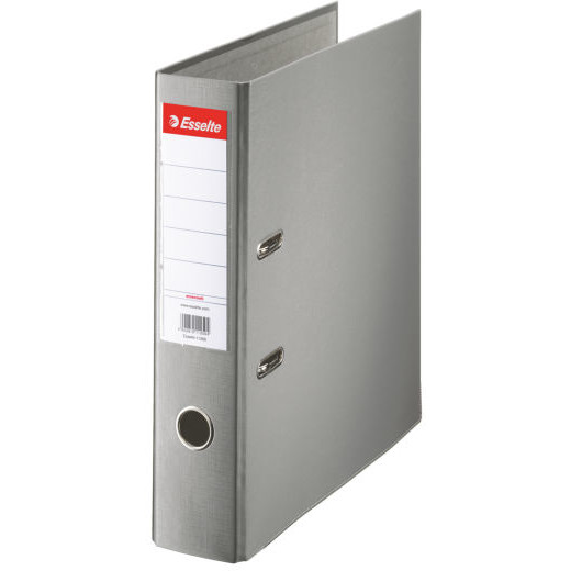Biblioraft A4, plastifiat PP, margine metalica, 75 mm, ESSELTE Economy - gri