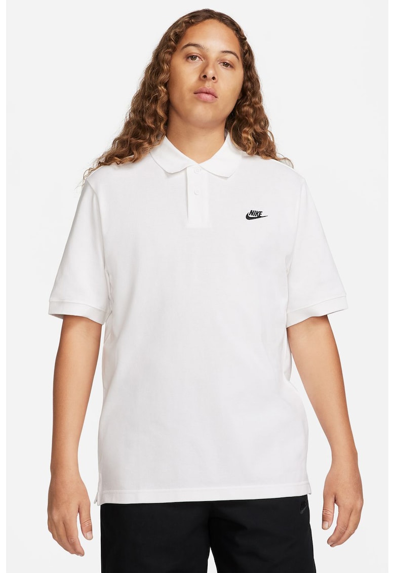 Tricou polo din material pique cu logo - Alb optic