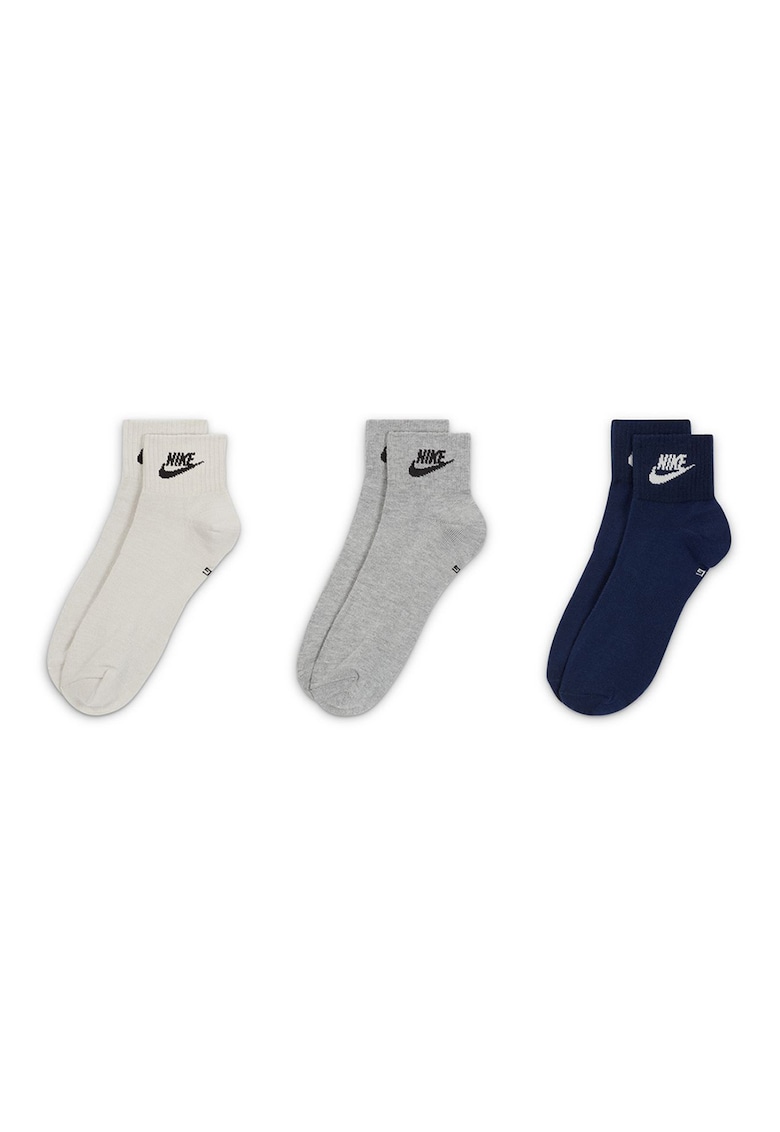 Set de sosete scurte unisex cu logo Essential - 3 perechi - Gri/Grej/Bleumarin
