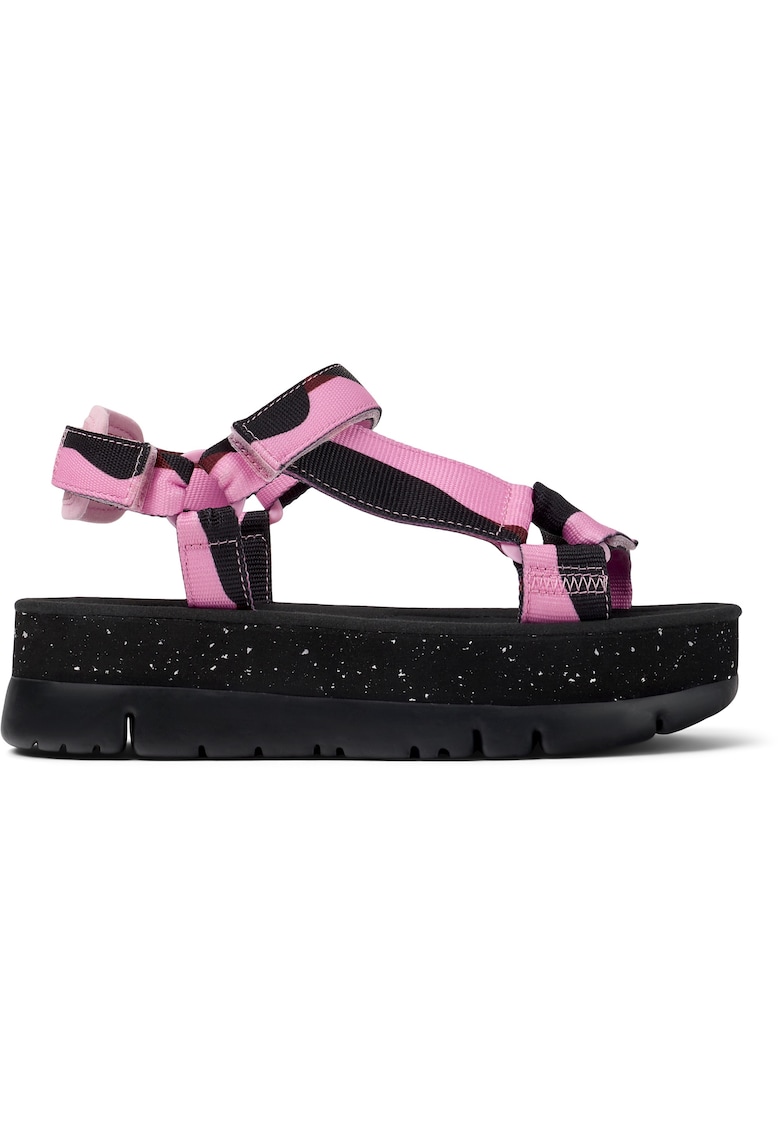 Sandale wedge din material textil Oruga Up 25743 - Roz