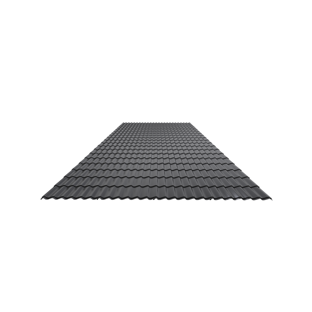 Tigla metalica Ecodach, gri, RAL 7016, finisaj mat structurat, 0.4 mm, 2210 x 1180 mm