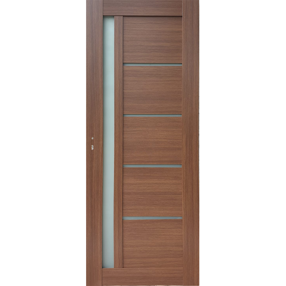 Usa interior celulara cu geam Pamate U72, reversibila, MDF, stejar auriu, toc fix, 200 x 80 x 3.5 cm