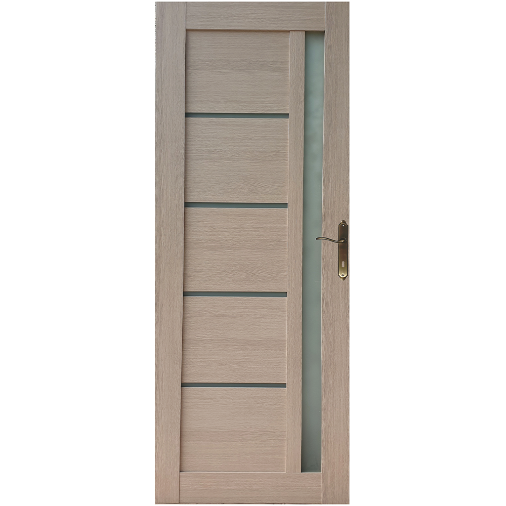 Usa interior celulara cu geam Pamate U72, reversibila, MDF, crem, toc fix, 200 x 80 x 3.5 cm
