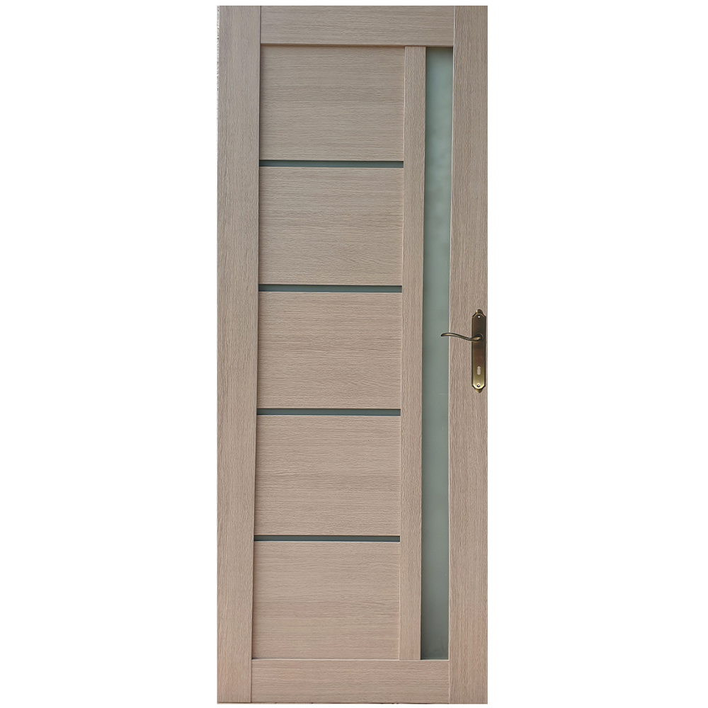 Usa interior celulara cu geam Pamate U72, reversibila, MDF, crem, toc fix, 200 x 70 x 3.5 cm