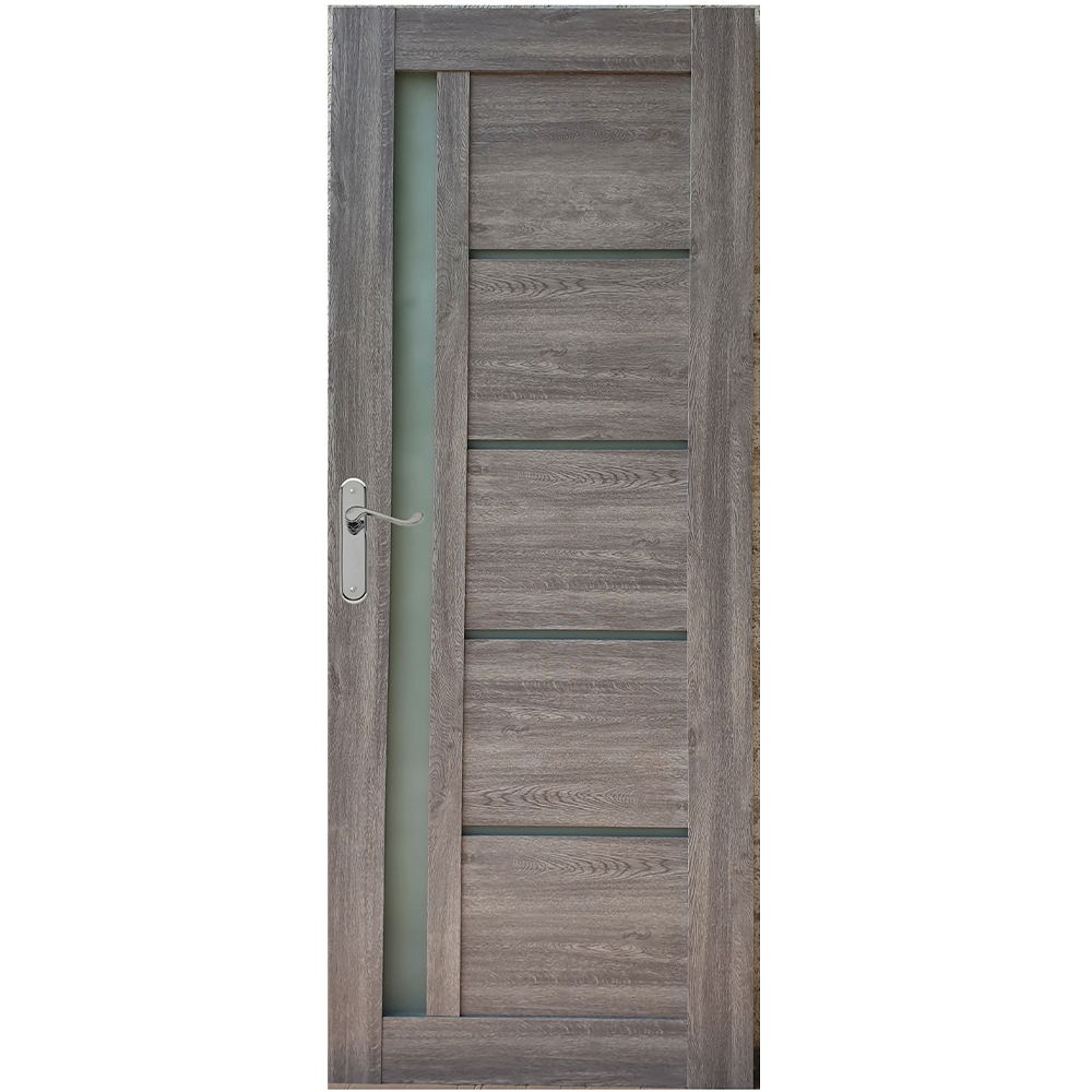 Usa interior celulara cu geam Pamate U72, reversibila, MDF, gri, toc fix, 200 x 80 x 3.5 cm