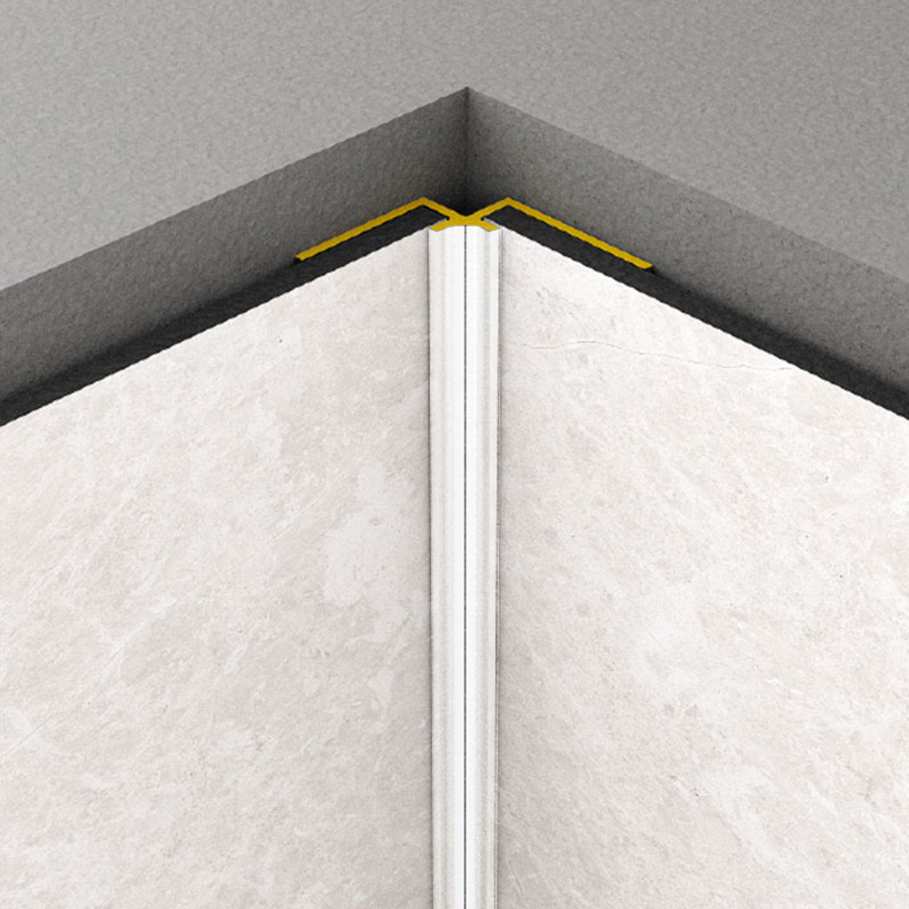 Profil de colt interior Rocko Tiles, aluminiu anodizat, alb, 2800 mm