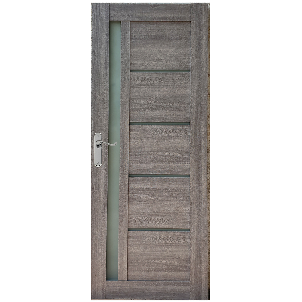 Usa interior celulara cu geam Pamate U72, reversibila, MDF, gri, toc fix, 200 x 60 x 3.5 cm