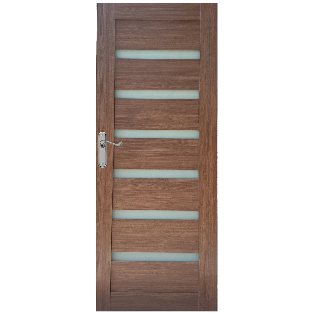 Usa interior celulara cu geam Pamate U73, reversibila, MDF, stejar auriu, toc fix, 200 x 70 x 3.5 cm