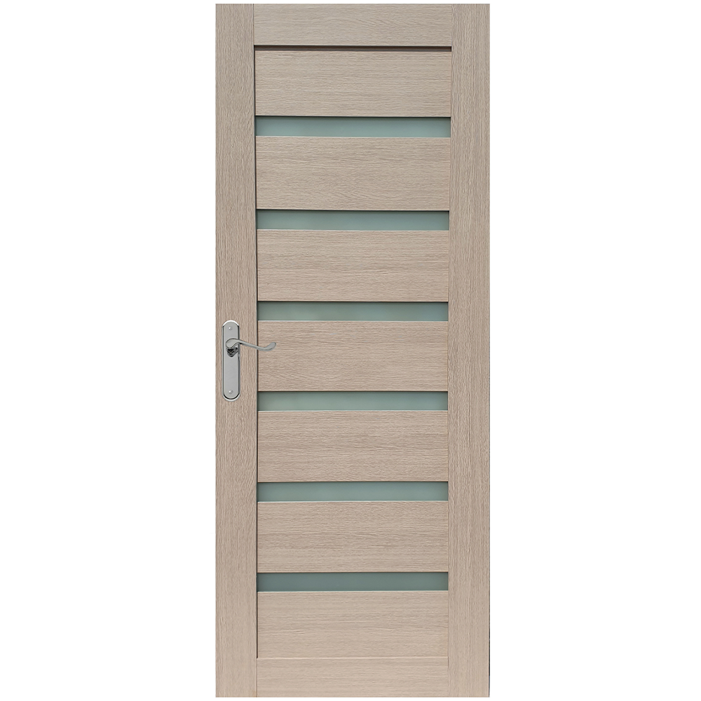 Usa interior celulara cu geam Pamate U73, reversibila, MDF, crem, toc fix, 200 x 80 x 3.5 cm