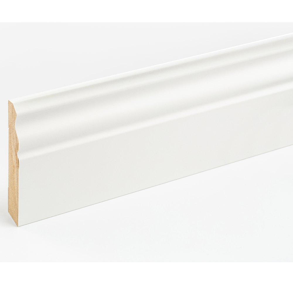 Plinta parchet MDF, alb, 2430 x 16 x 100 mm