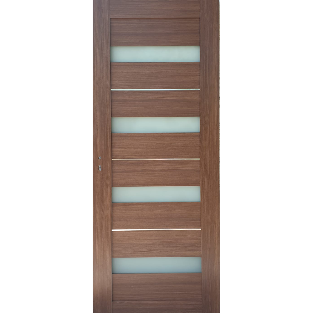 Usa interior celulara cu geam Pamate U76, reversibila, MDF, stejar auriu, toc fix, 200 x 70 x 3.5 cm