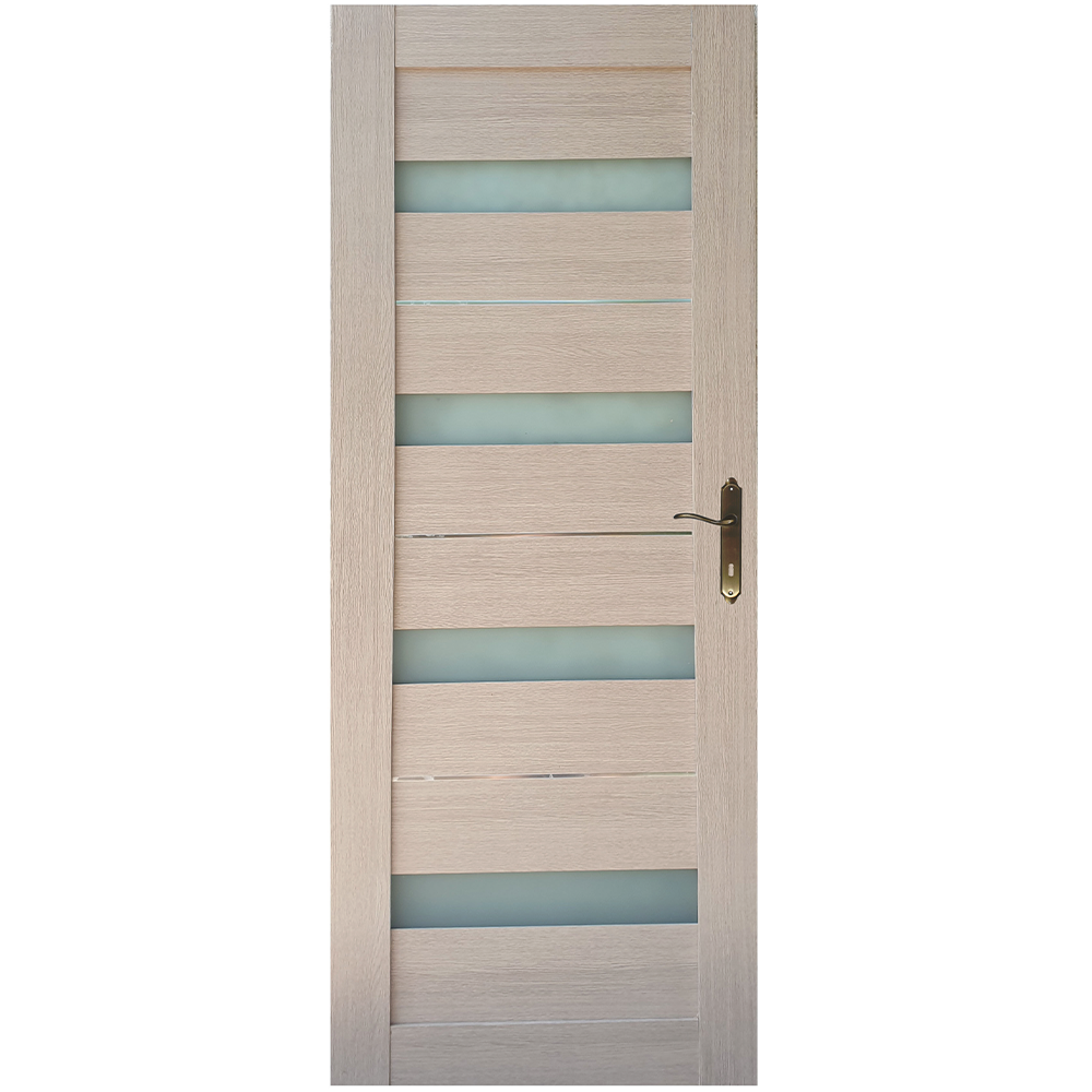 Usa interior celulara cu geam Pamate U76, reversibila, MDF, crem, toc fix, 200 x 80 x 3.5 cm