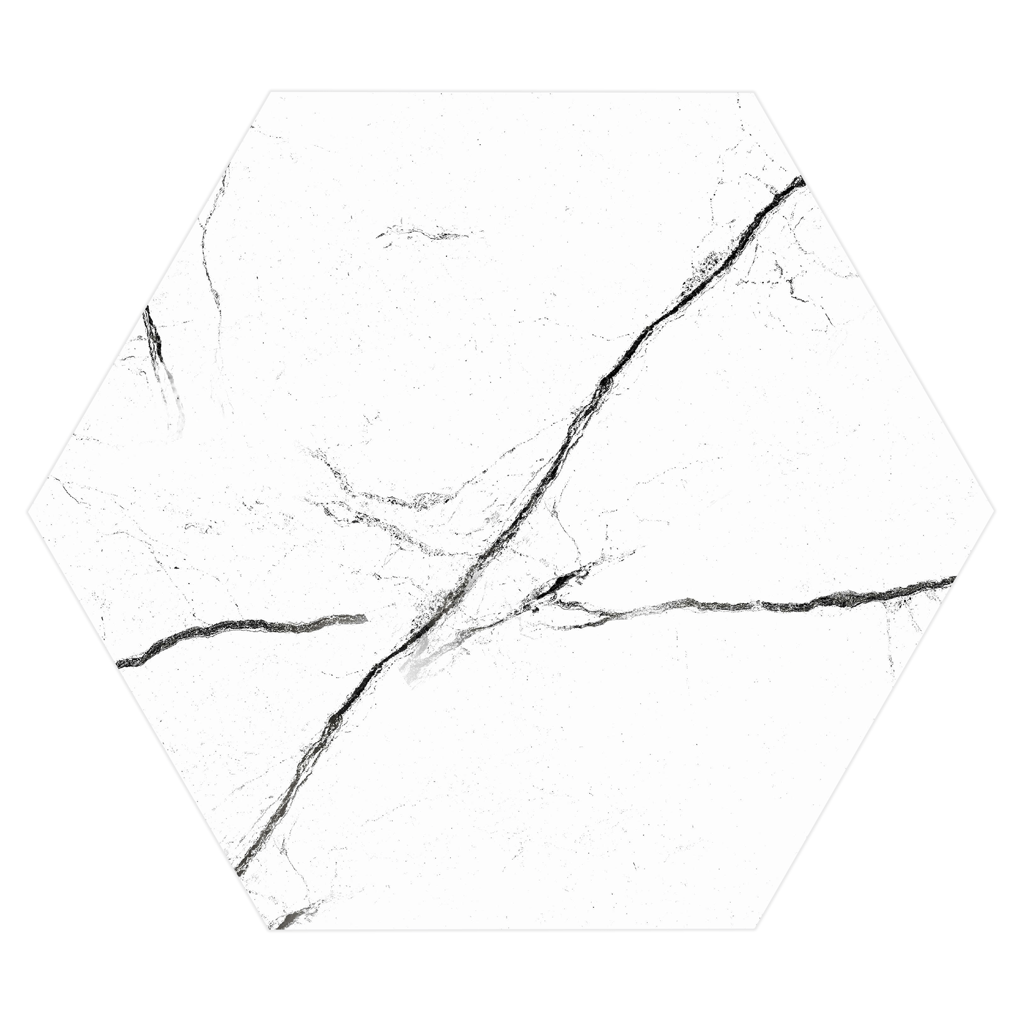 Gresie interior/ exterior Hexa, mat, alb, PEI 4, R9, marmura, hexagonala, 21.5 x 25 cm