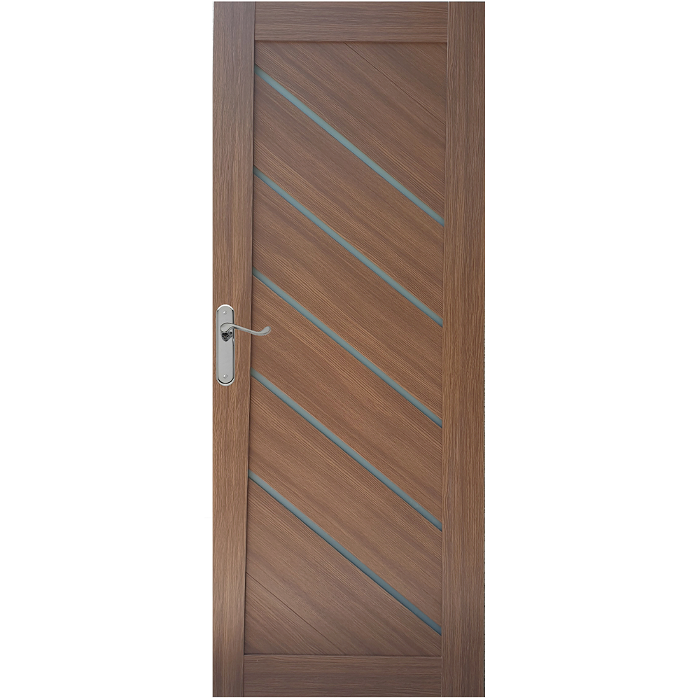 Usa interior celulara cu geam Pamate U77, reversibila, MDF, stejar auriu, toc fix, 200 x 80 x 3.5 cm