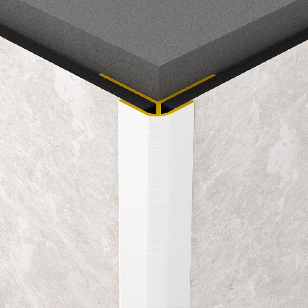 Profil de colt exterior Rocko Tiles, aluminiu anodizat, alb, 2800 mm