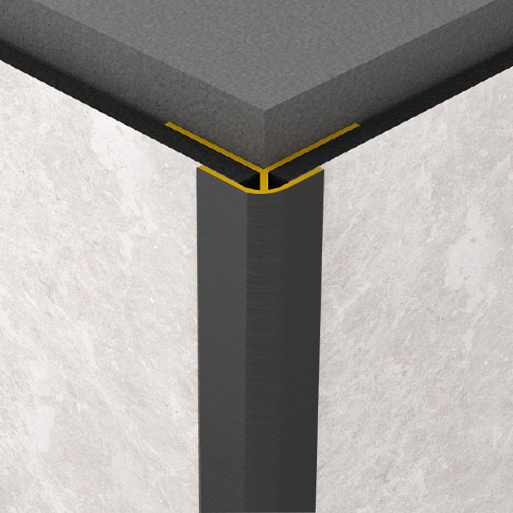 Profil de colt exterior Rocko Tiles, aluminiu anodizat, negru, 2800 mm