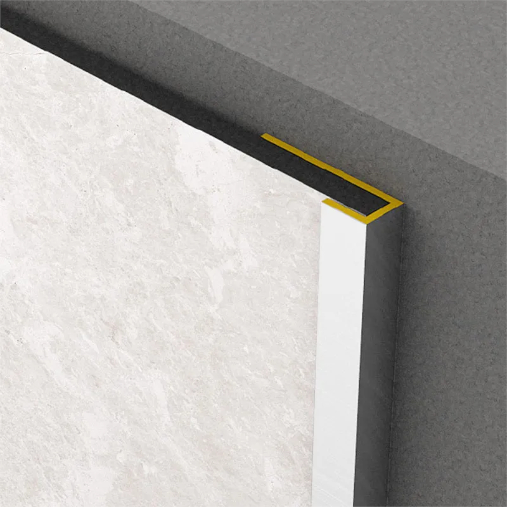 Profil de terminatie tip C Rocko Tiles, aluminiu anodizat, alb, 2800 mm