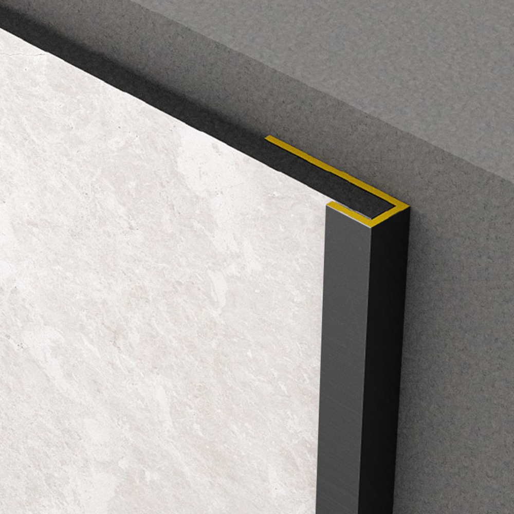 Profil de terminatie tip C Rocko Tiles, aluminiu anodizat, negru, 2800 mm