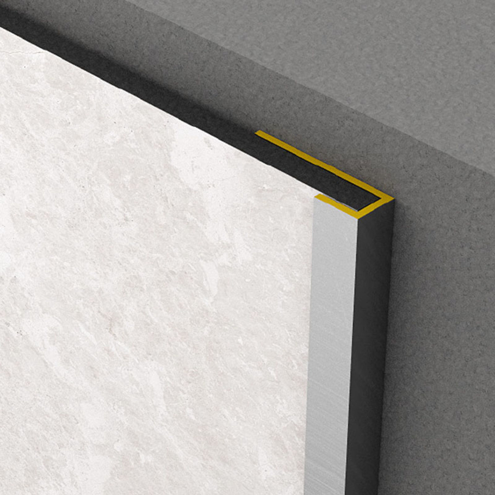 Profil de terminatie tip C Rocko Tiles, aluminiu anodizat, argintiu, 2800 mm