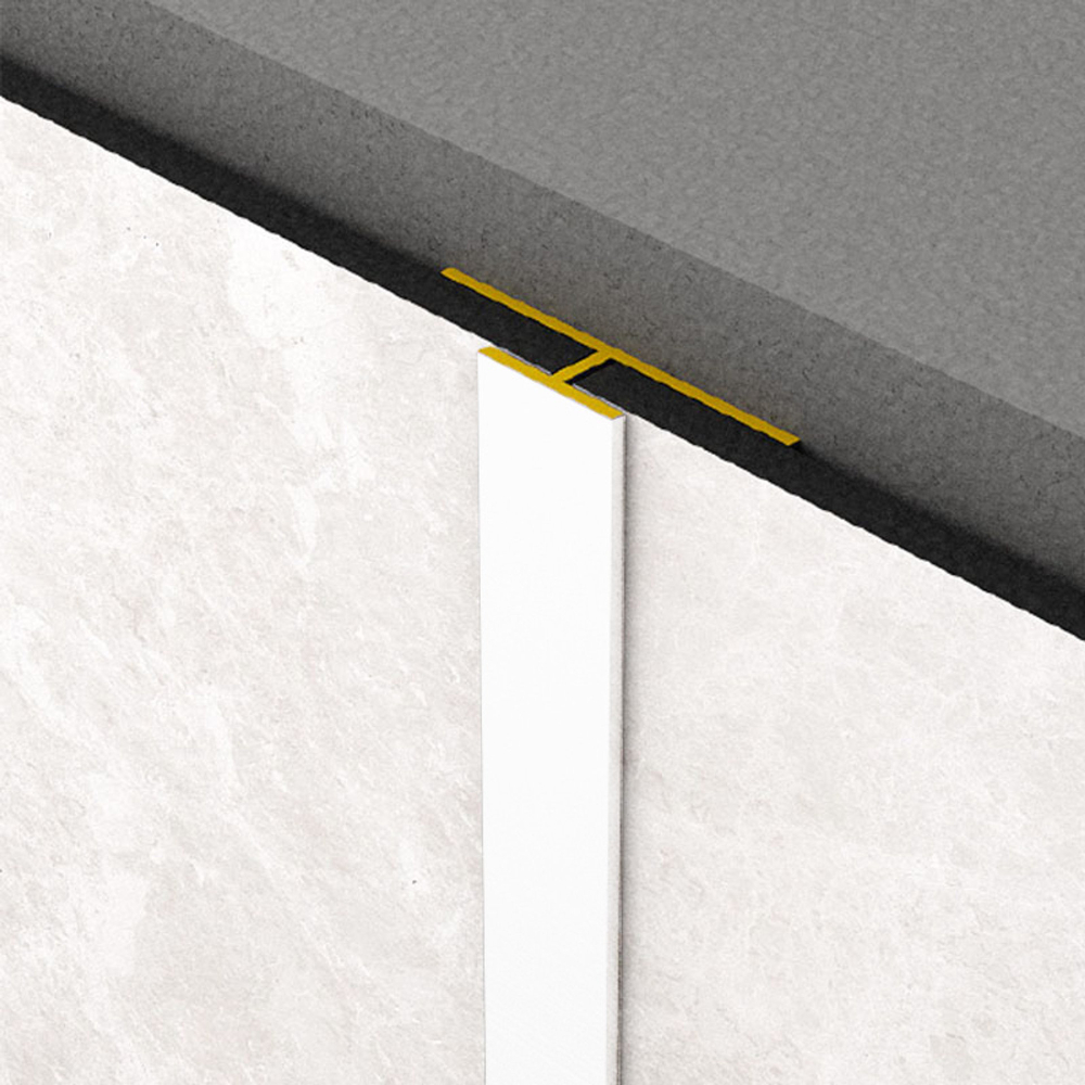 Profil de imbinare tip T Rocko Tiles, aluminiu anodizat, alb, 2800 mm