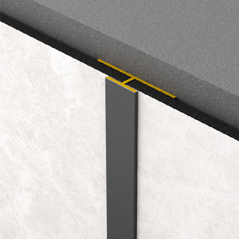 Profil de imbinare tip T Rocko Tiles, aluminiu anodizat, negru, 2800 mm