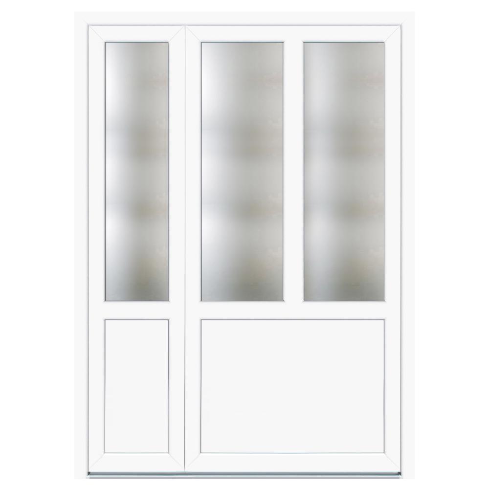 Usa PVC pentru intrare, alb, 140 x 200 cm, 5 camere, stanga