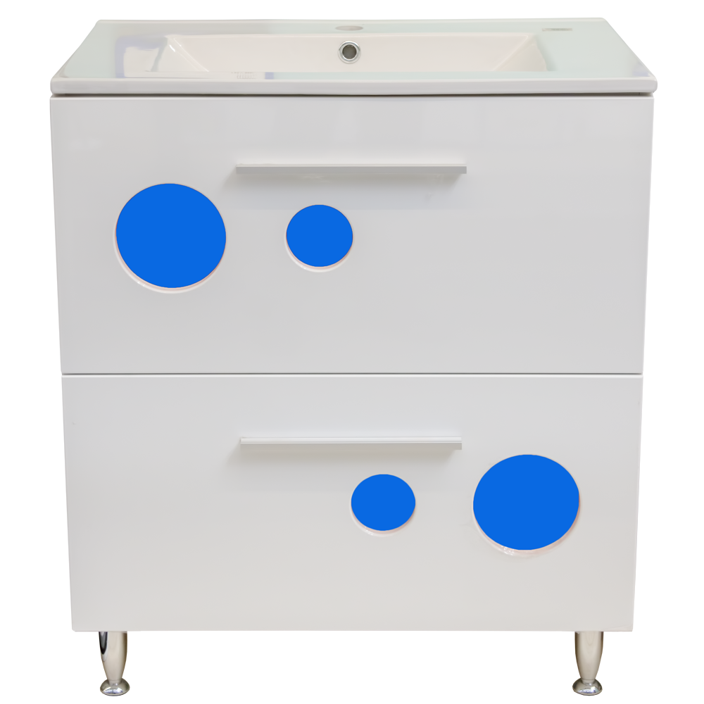 Mobilier baie Sanitop Ella, baza cu lavoar, MFD-PAL, alb, 70 x 43.5 x 81 cm