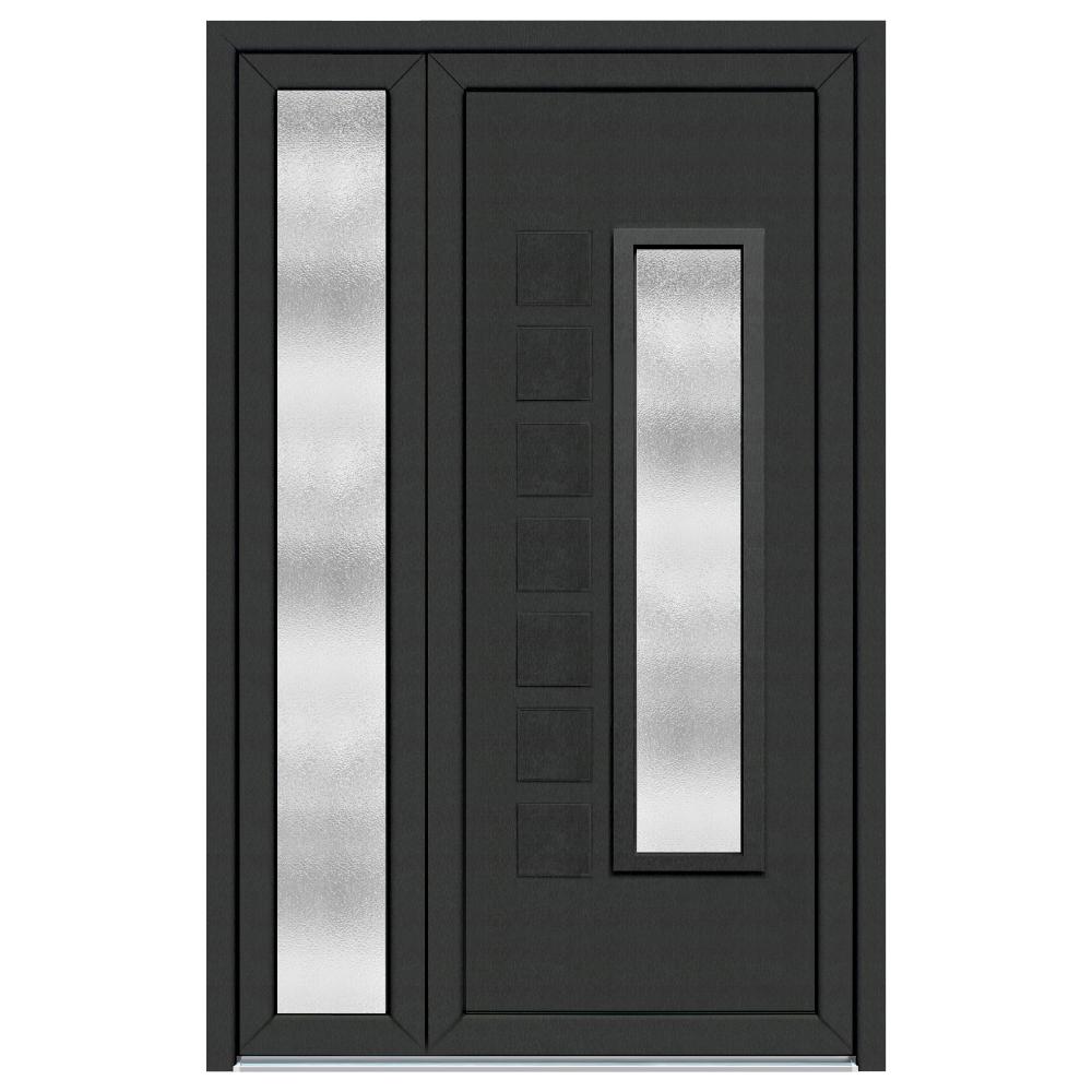 Usa PVC pentru intrare, antracit, 130 x 200 cm, 5 camere, stanga