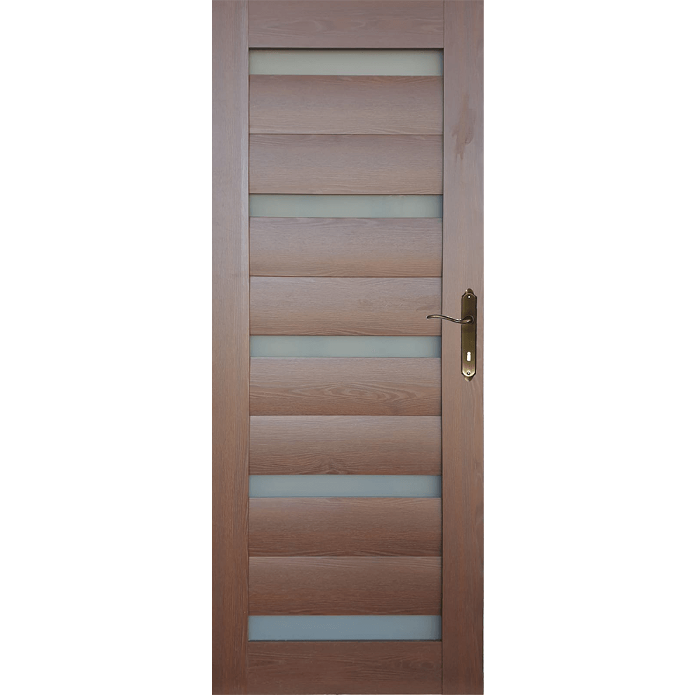 Usa interior celulara cu geam Pamate M101, reversibila, MDF, stejar auriu, toc fix, 200 x 60 x 3.5 cm