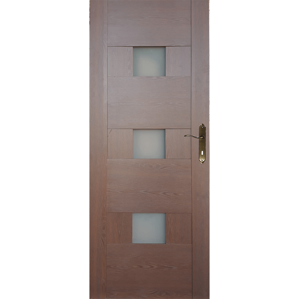 Usa interior celulara cu geam Pamate M103, reversibila, MDF, stejar auriu, toc fix, 200 x 70 x 3.5 cm
