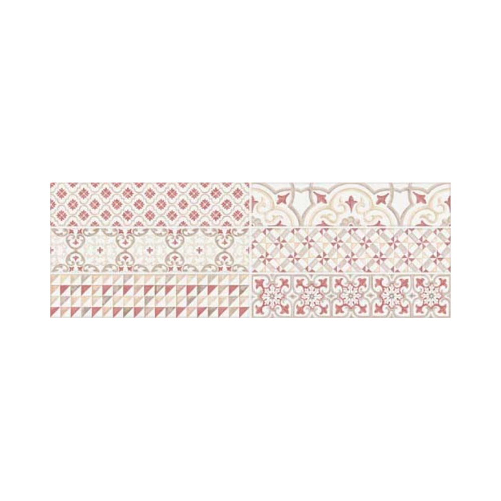 Faianta baie Kai Faenza Print Red, multicolor, lucios, model, 75.5 x 25.5 cm