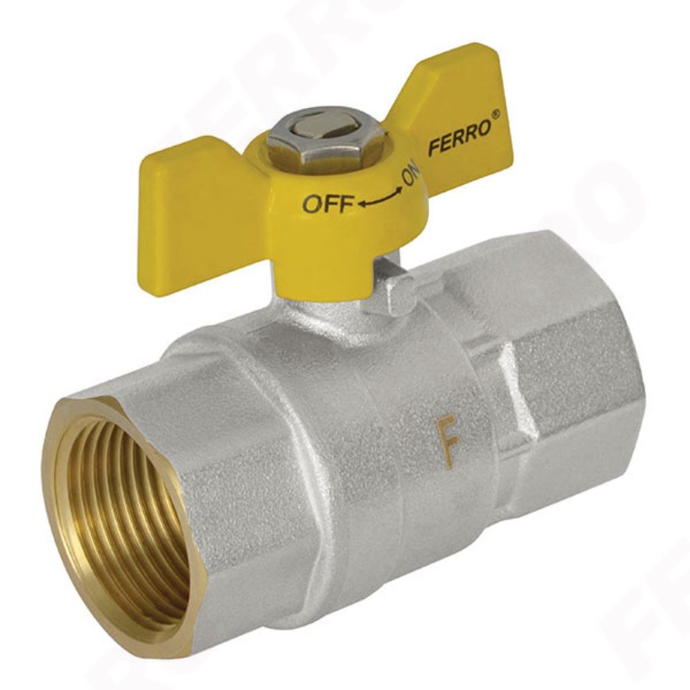 Robinet sferic pentru gaz KGMS1 Ferro, alama, FF, 1/2