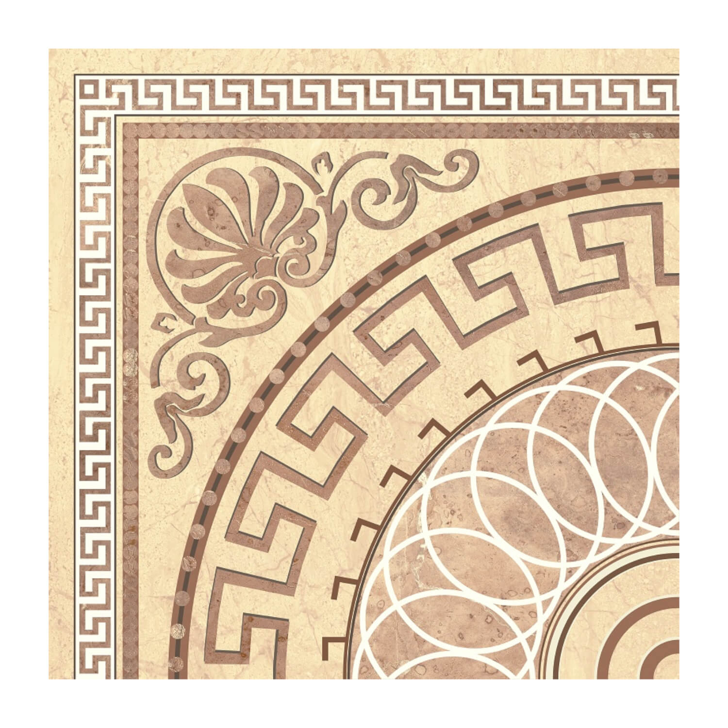 Gresie interior portelanata Orient Beige, glazura semi-lucioasa, model ornament, bej, patrata, 45 x 45 cm