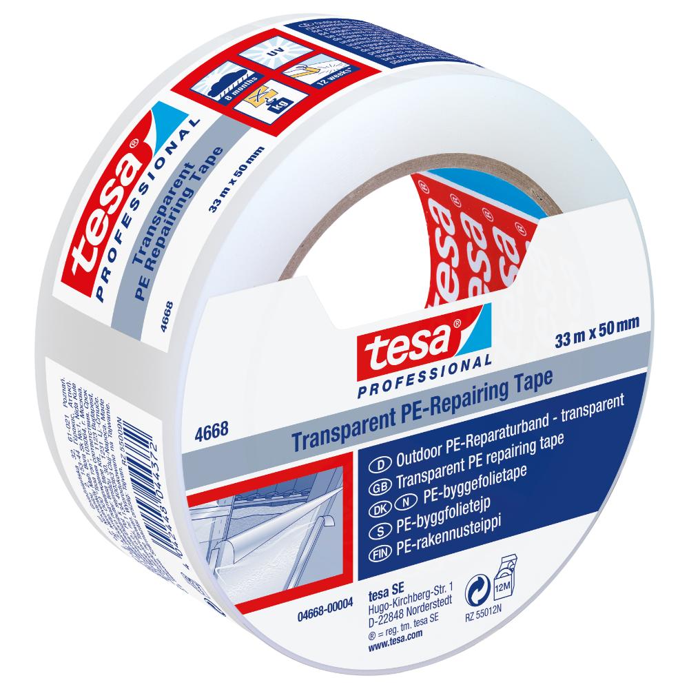 Banda adeziva pentru fixare si reparatie Tesa 4668, transparent, 33 m x 50 mm