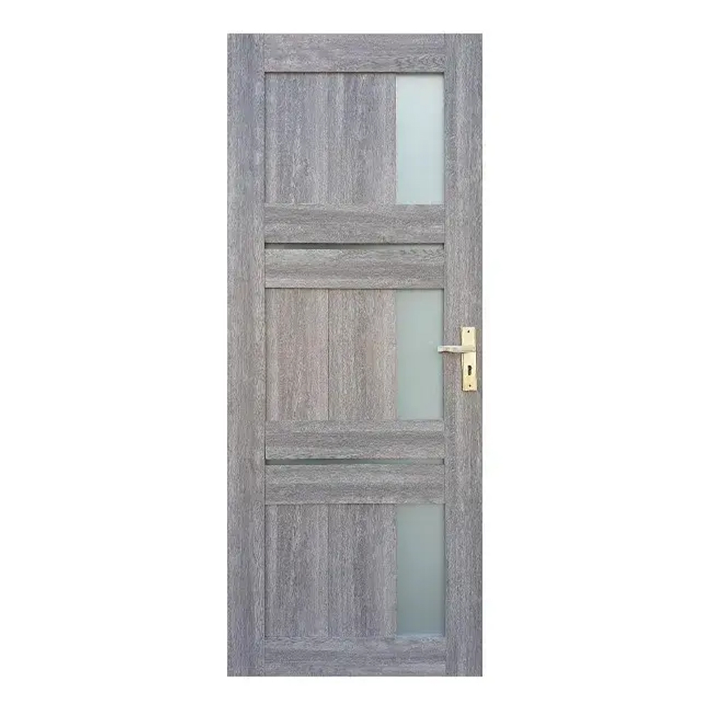 Usa interior MDF Pamate U81B, reversibila, cu geam, gri, 200 x 80 cm