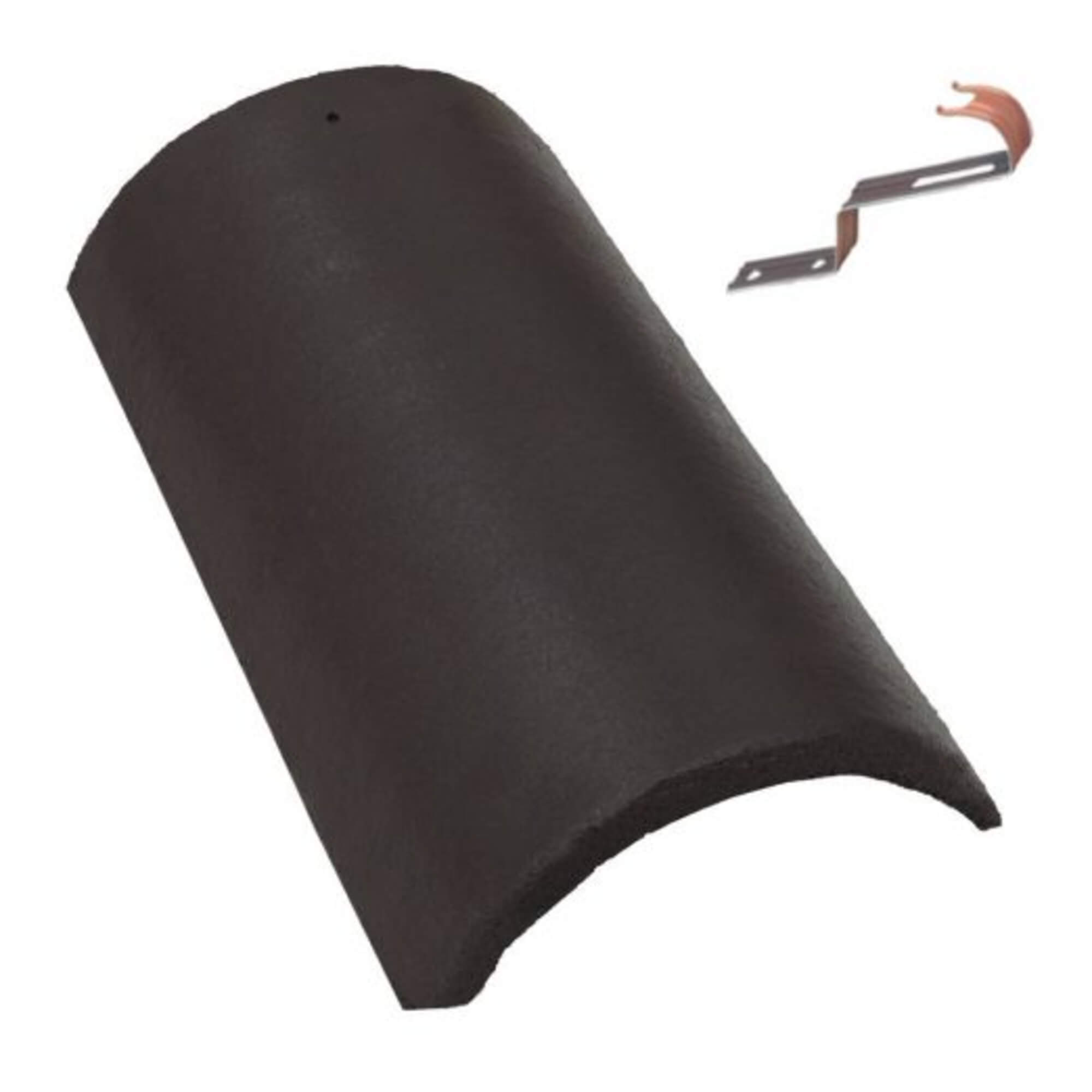 Set tigla coama + clema prindere coama, Danubia, carbon, 250/230 x 420 mm