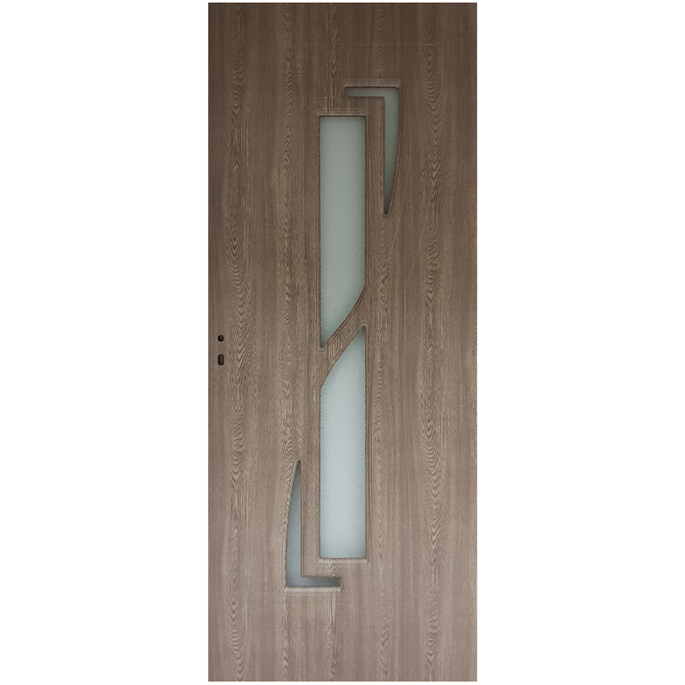 Usa interior celulara cu geam Pamate M042, reversibila, MDF, gri, toc reglabil, 200 x 80 x 3.5 cm